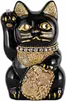 招き猫　特大　黒猫 Amazon.co.jp: 銀雅堂 招き猫 黒漆色＿右手あげ/金属製＿lucky