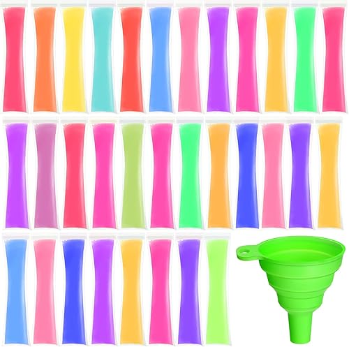 Miniatura 1 de 600 bolsas desechables para moldes de hielo con 1 embudo de silicona para congelar tubos con cierre de cremallera, molde de hielo de caramelo, tubos
