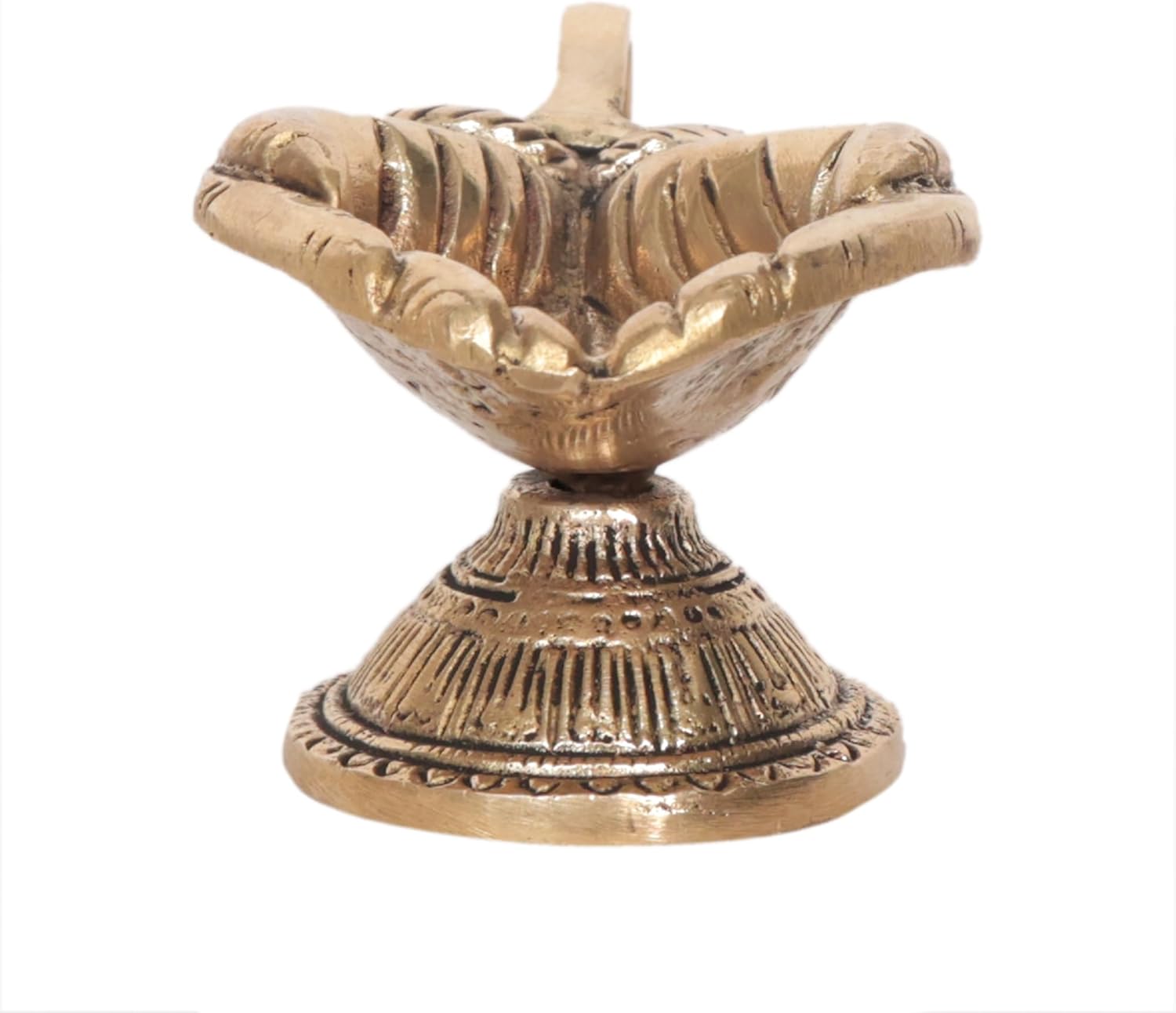 Brass Diya Oil Lamp Traditional Antique Finish Puja Deepak for Home Temple Mandir Festival Decoration Spiritual Gift 1 Piece