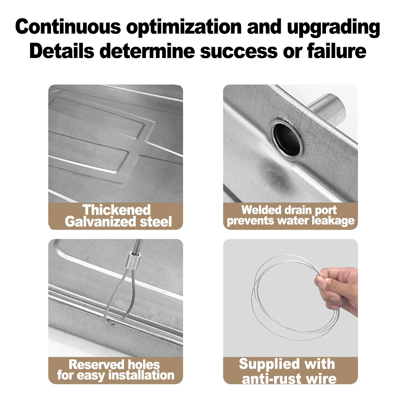 Condensate Drain Tray mit Halterungen Wasserauffangwanne 300 cm Abflussrohr für Fensterklimaanlagen Split-Klimaanlagen 93x44x3cm