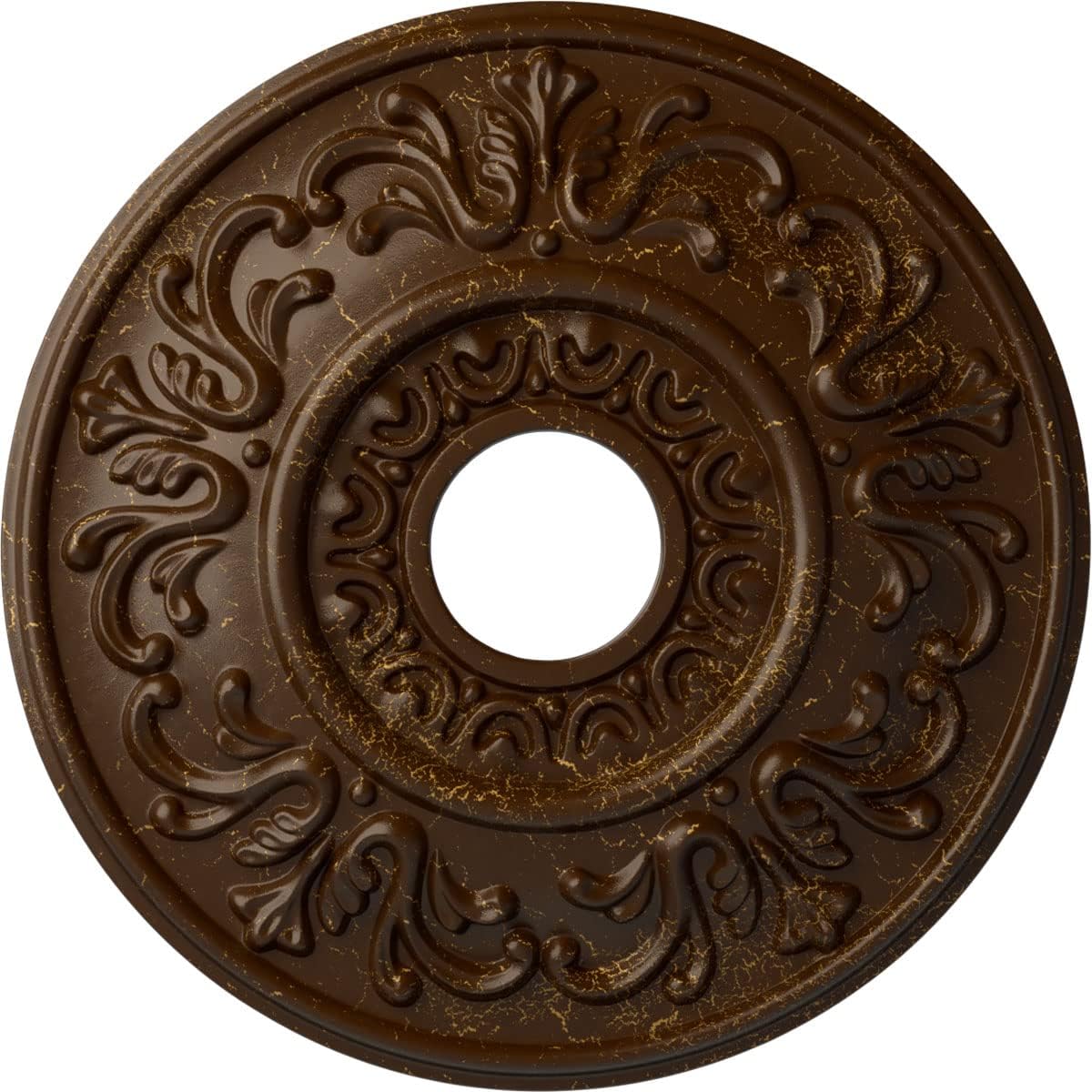Ekena Millwork CM18VLRBC Valletta Ceiling Medallion, Root Beer Crackle