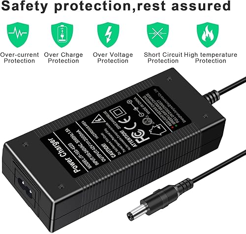 Miniatura 4 de FRISATPOW Cargador de 42 V 2 A, conector de 1 clavija para baterías de iones de litio de scooter eléctrico de 36 V, reemplazo rápido e inteligente