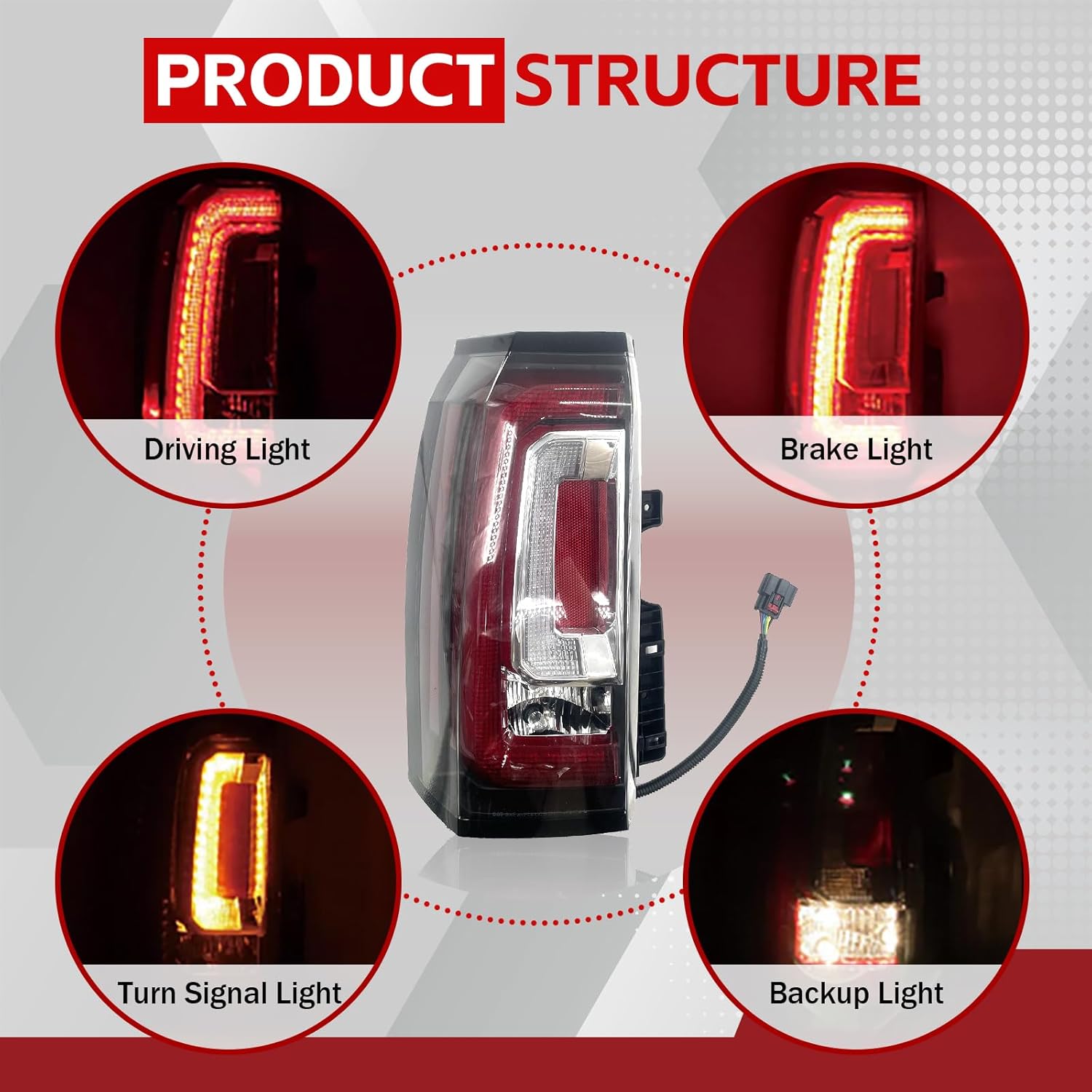 GM2800268 LED Tail Light Assembly Compatible With 2015-2020 GMC Yukon XL Denali SLE SLT Red Tail Brake Lamp LED Stop Lamp Rear Taillight Left Driver Side #84536242,23380459