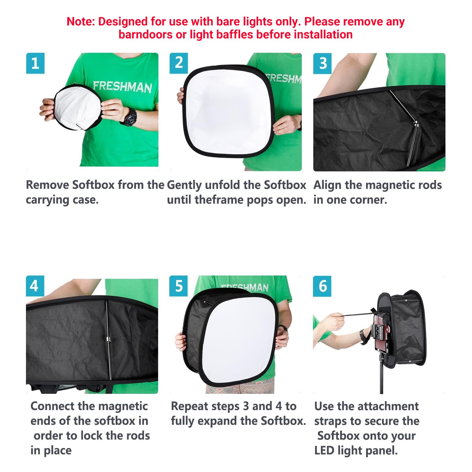 NEEWER 2er Pack LED Lichtpanel Softbox für 660 480 Videoleuchte, Außenmaß 16,3 x 6,5Zoll, Innenmaß 9,8 x 8,7Zoll, faltbarer Lichtdiffusor für Videoaufnahmen im Fotostudio