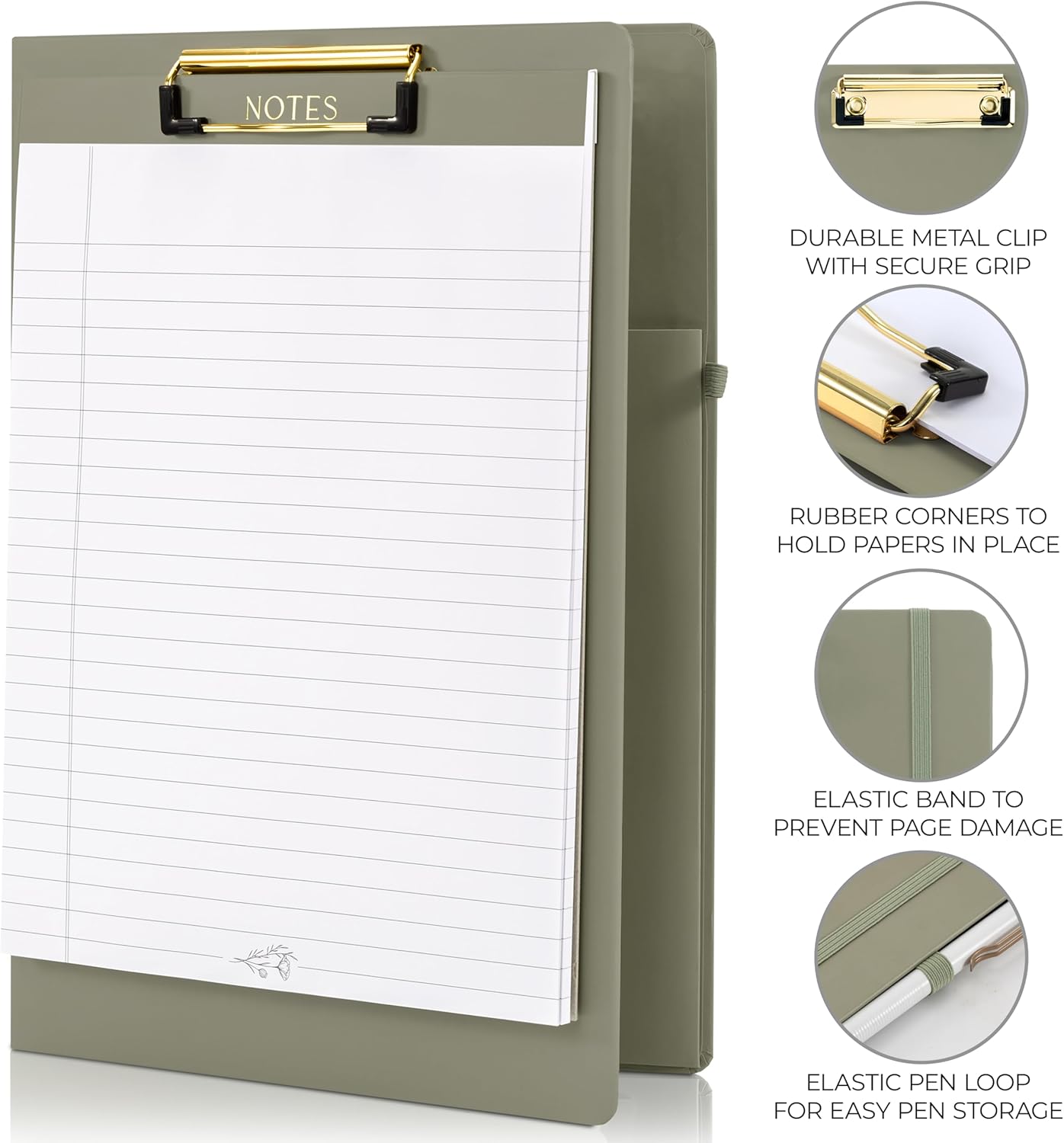 Aesthetic Clipboard Folio with Refillable Lined Notepad & Interior Pocket – Cute Padfolio/Legal Pad Holder for Women – Easily Organize Notes at Work, School, or Home - Image 4