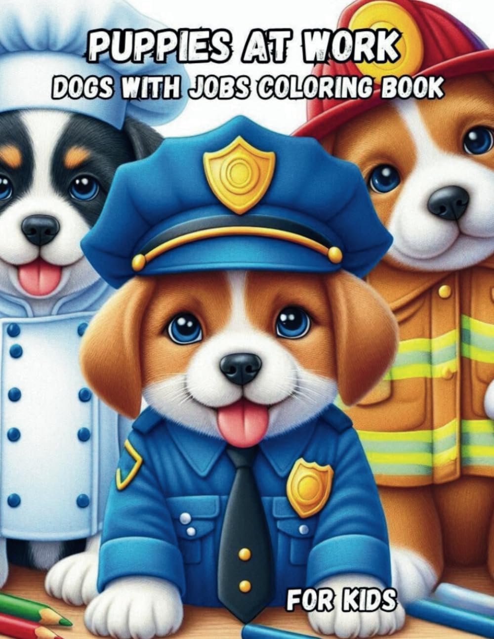 Puppies at work – Dogs with jobs coloring book: A fun Activity book for kids - ages 5 - 8