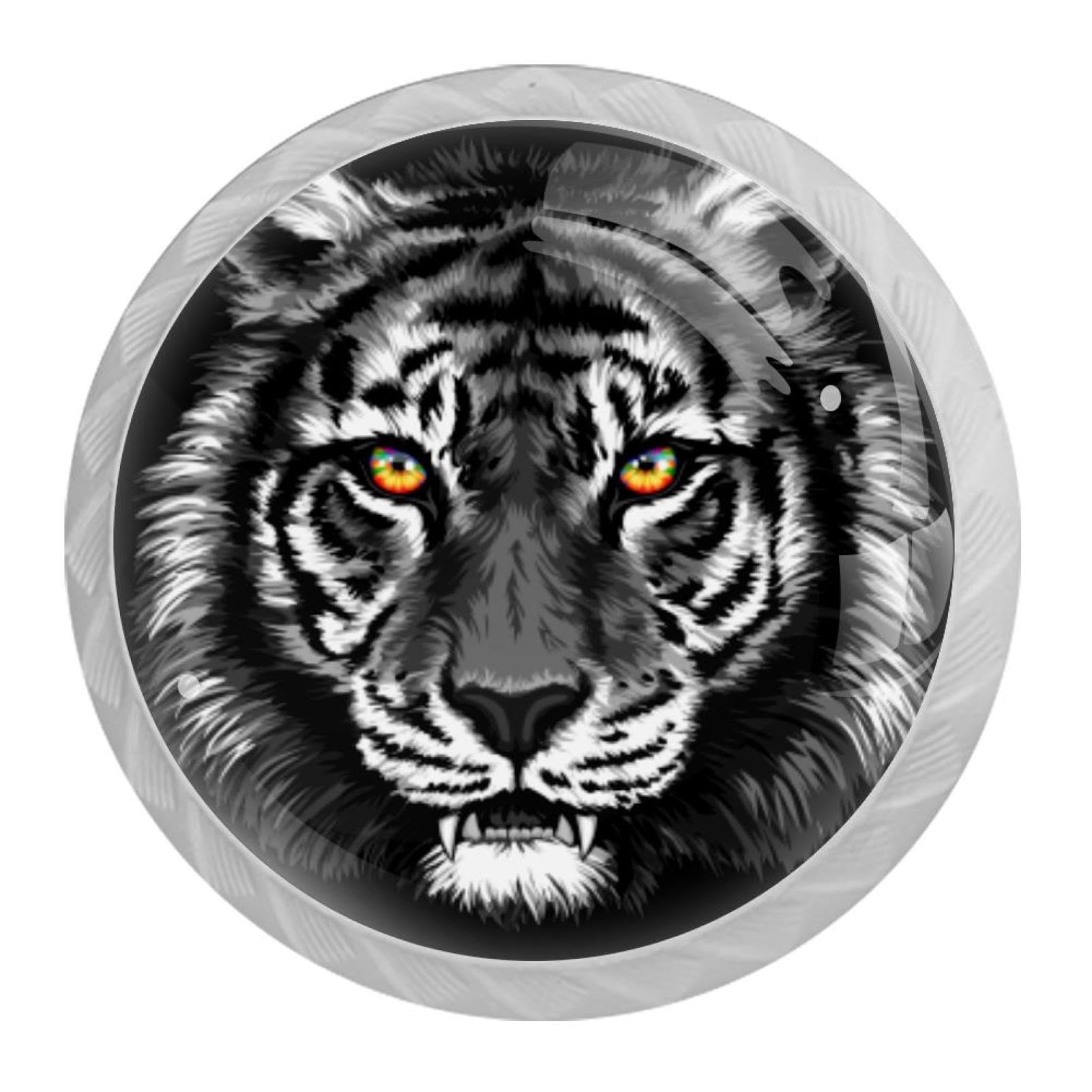 Tqmspg 4 Pieces Drawer Pulls Tiger Head Door Knobs Dresser Handles for Kitchen Wardrobe Cupboard Hardware Furniture