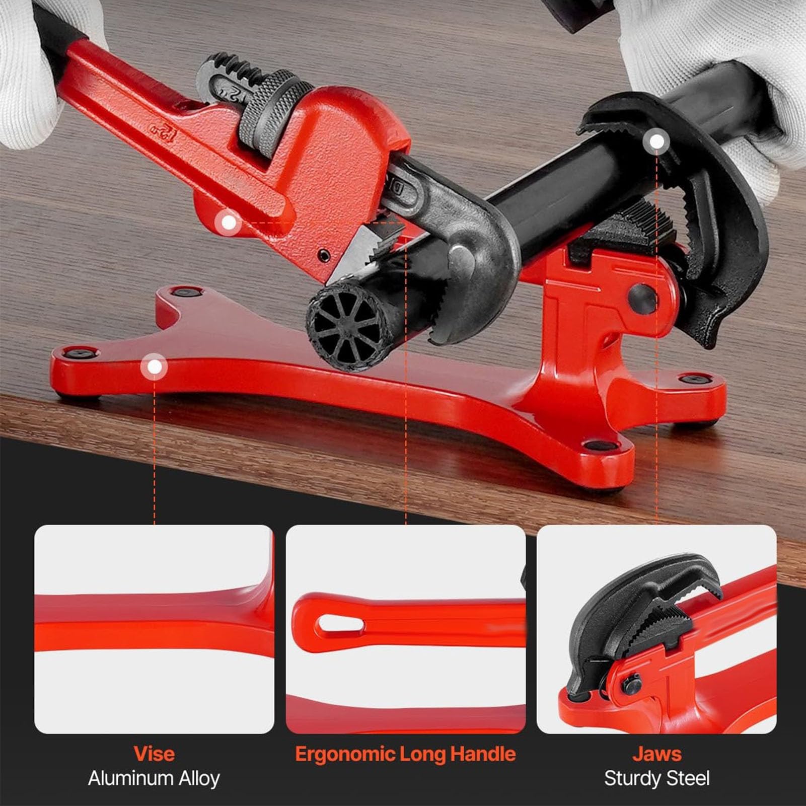 Imadło Hydrauliczne ze Stopu Aluminium Łatwe Narzędzie do Mocowania do Naprawy Rur 1/8 Cala 1-1/2 Cala