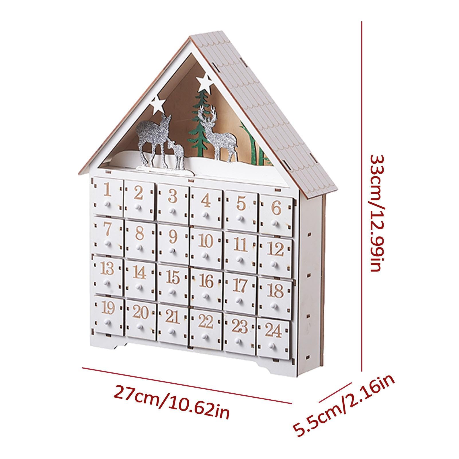 クリスマス　カウントダウンカレンダー　アドベントカレンダー　木製　ホワイト Amazon.co.jp: クリスマス木製アドベントカレンダー, 24 個の引き出し