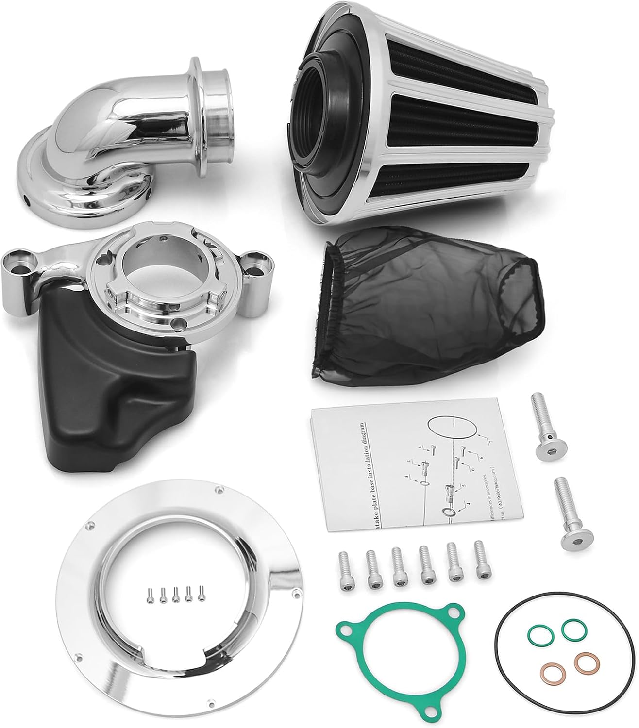 Big Sucker cone Air filter intake for harley air Cleaner Sportster Softail fatboy heritage dyna touring street road king Glide (Gauge style -Chromed, TypeD : Touring M8 17-UP, Softail 18-UP)
