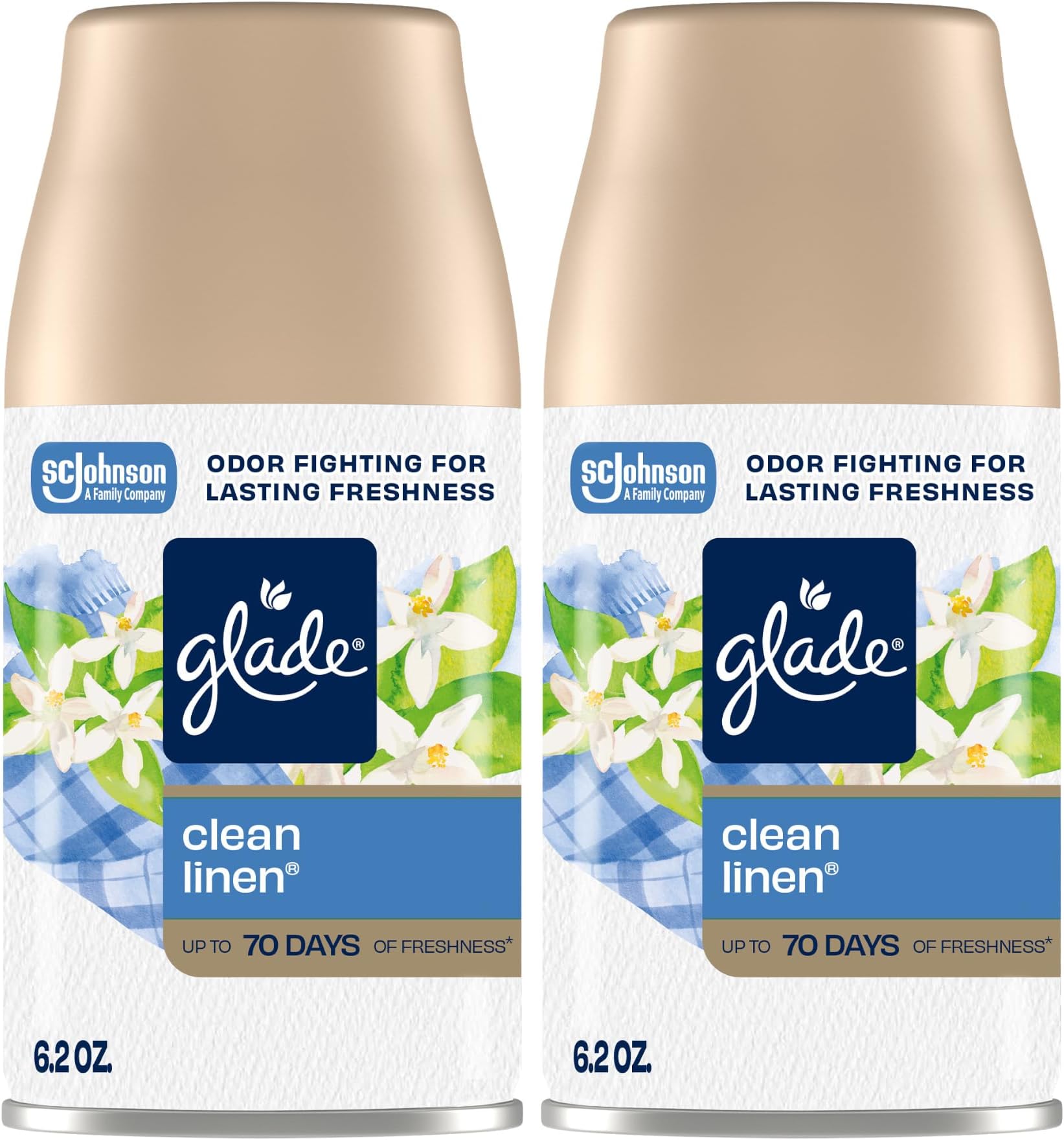 Automatic Spray Refill, Air Freshener for Home and Bathroom, Clean Linen, 6.2 Oz, 2 Count
