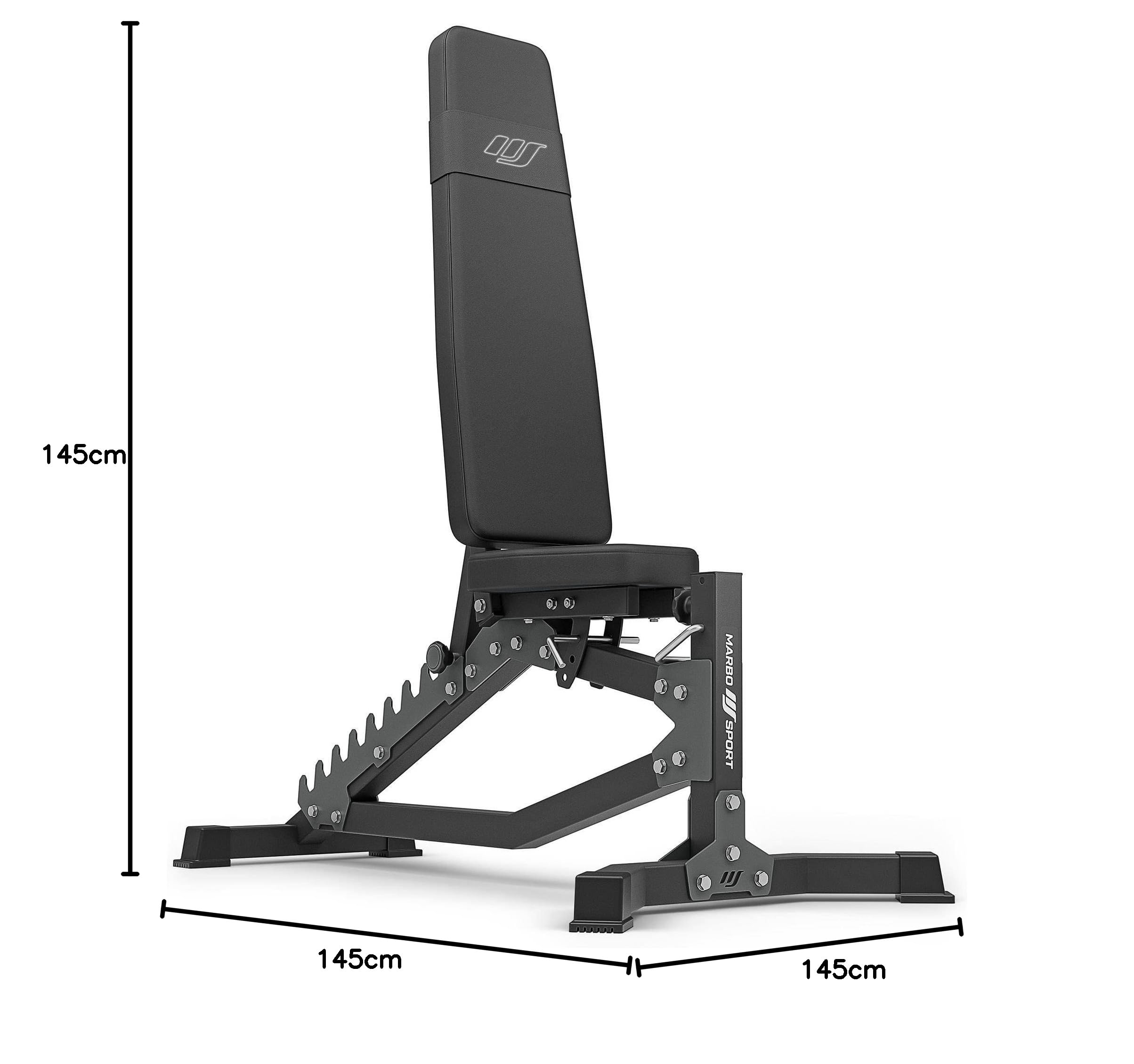 Marbo Sport - MS-L102 2.0 Panca pesi regolabile su due lati – Panca palestra multifunzione per allenamento completo – Attrezzi palestra casa per fitness, allenamento palestra e pesi a casa