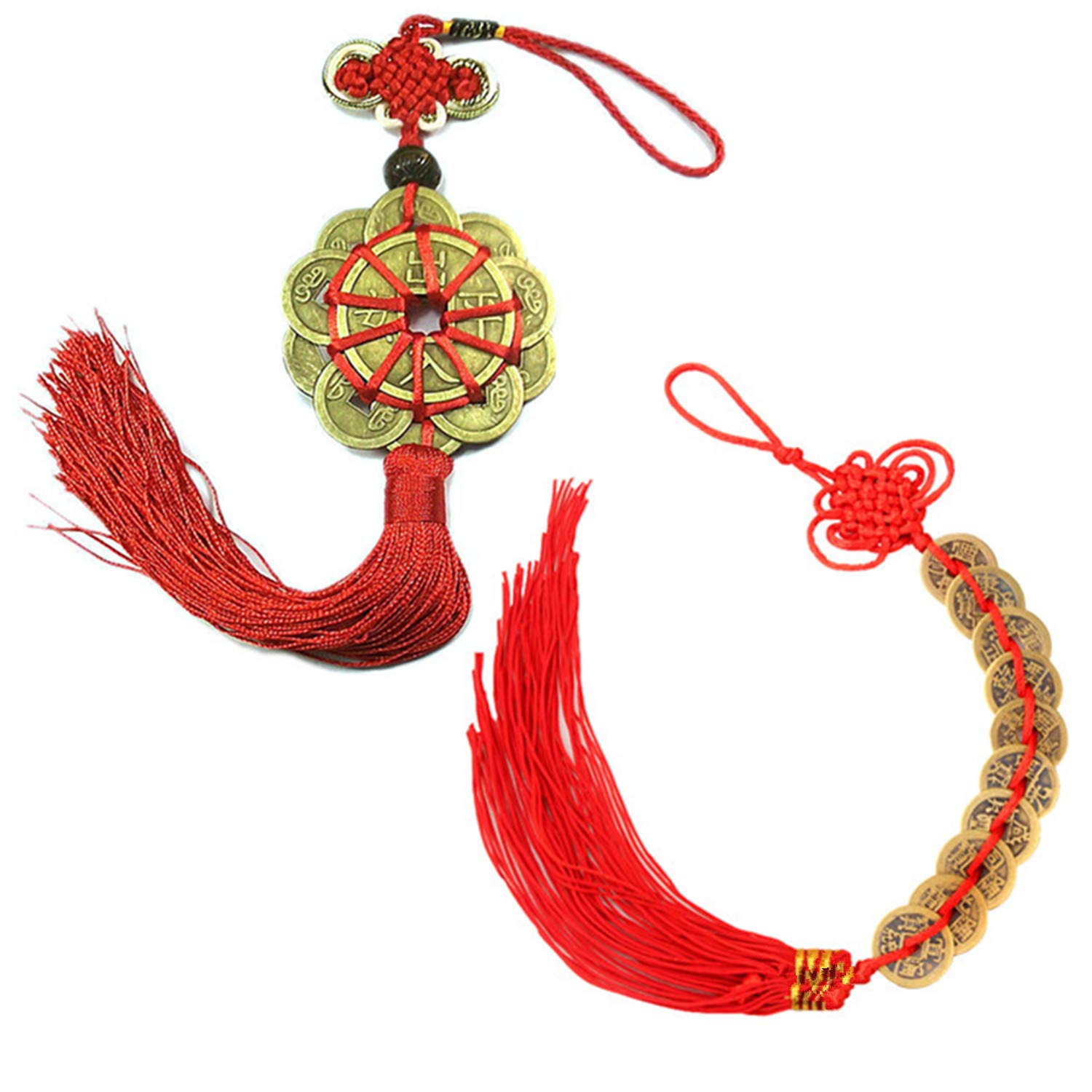 LAVALINK Feng Shui munten Hanger Vintage Chinese knoop voor welvaart rijkdom succes en goede geluk