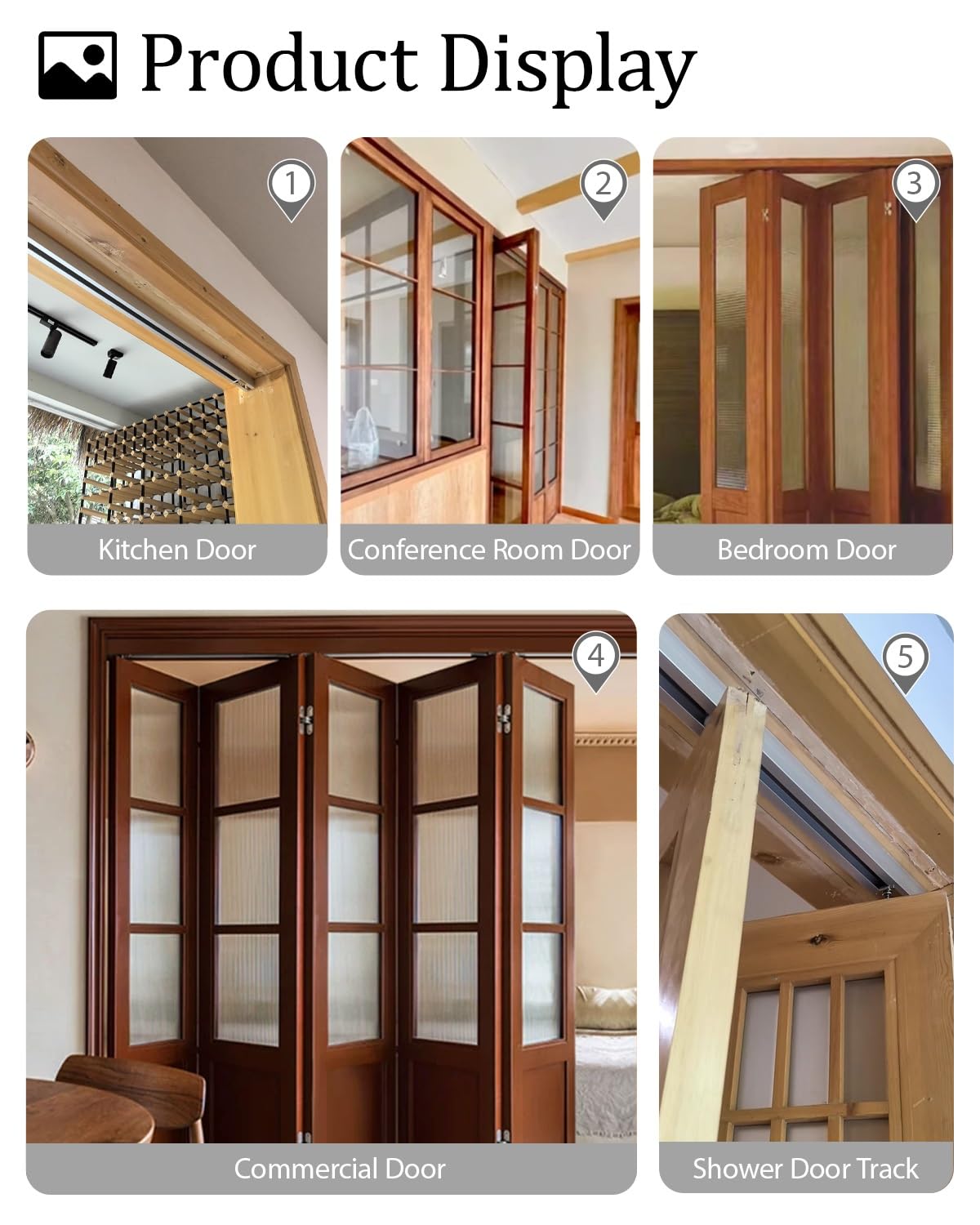 Binario per Porta Scorrevole Kit di Binari per Porte Scorrevoli A Soffietto, Kit di Binari per Armadi Pieghevoli, Guida per Porta A Zanzariera per Patio A 2 o 4 Ante(4-door,4000mm/157 inch)
