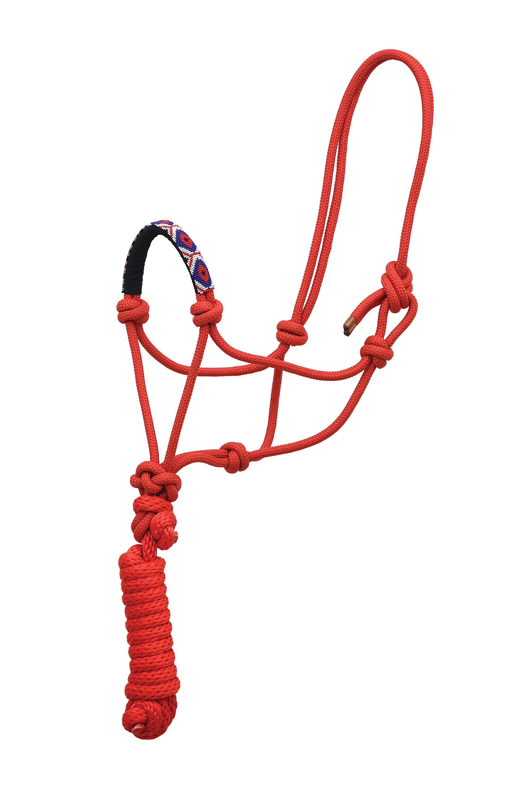 Cabezada de cuerda de nailon trenzado con muserola de cuentas para control de caballos 2