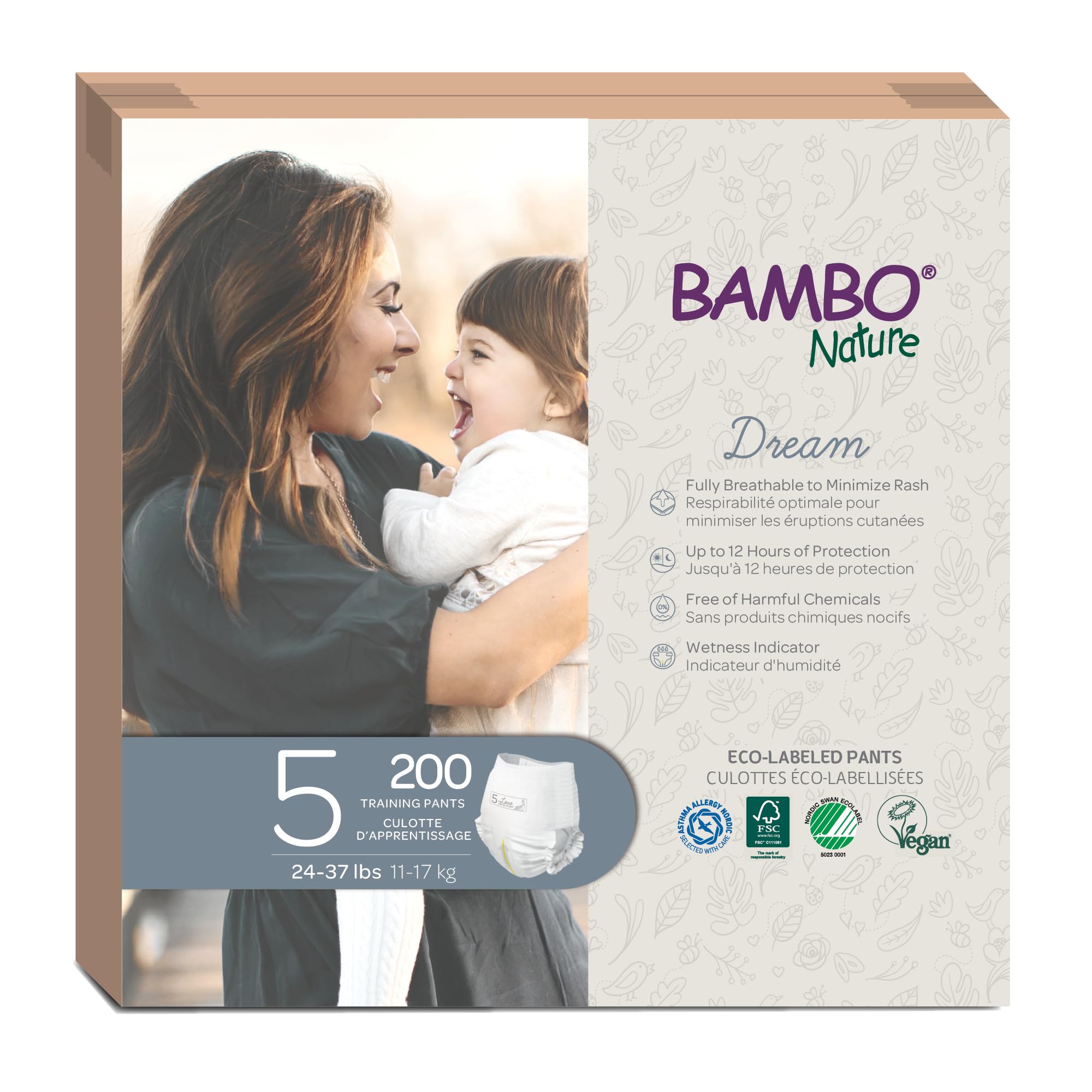 Bambo Nature Premium Training Pants (SIZES 4 TO 6 AVAILABLE), Size 5, 200 Count