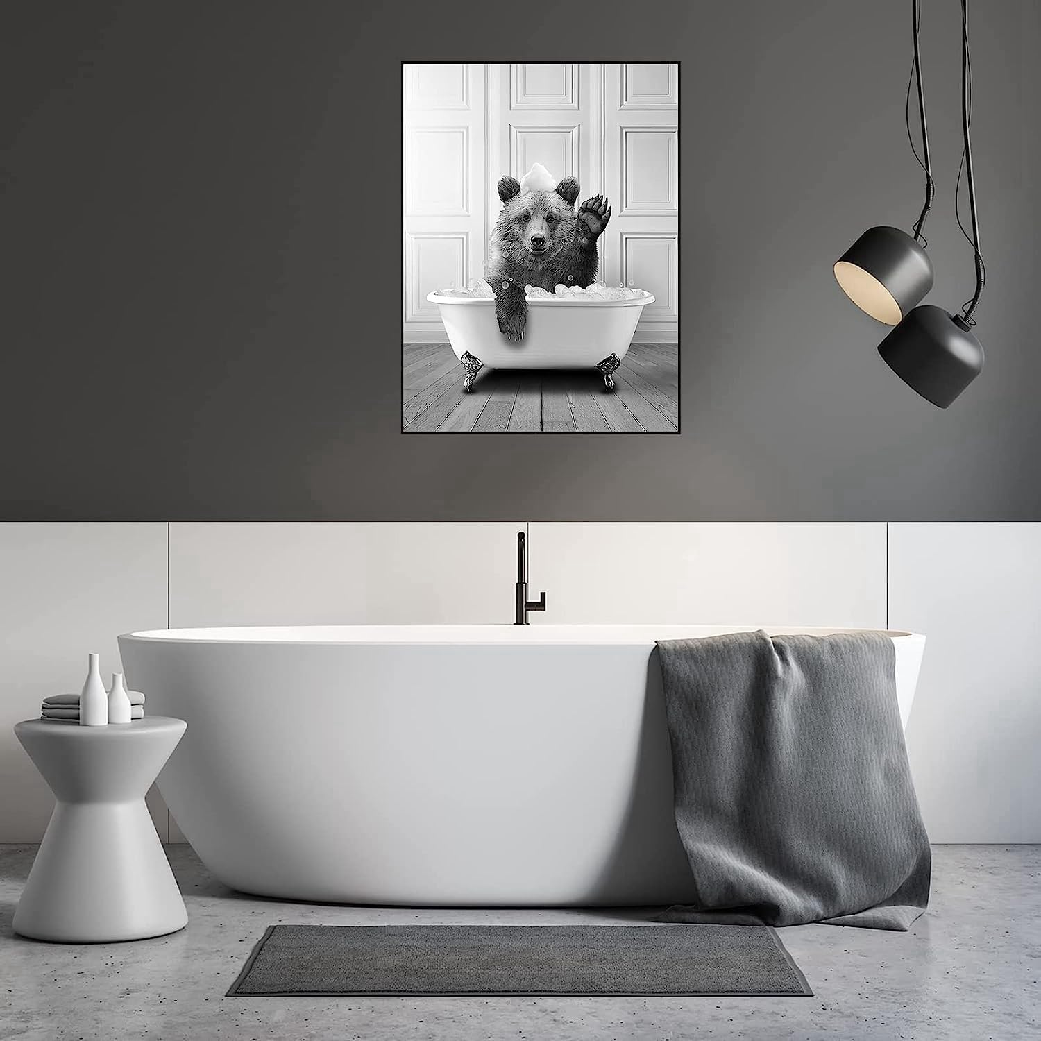 QPLGTU Bathroom Home Background Wall Decoration Poster, Black and White Highland Cow Decoration Photo Wallpaper - Image 2