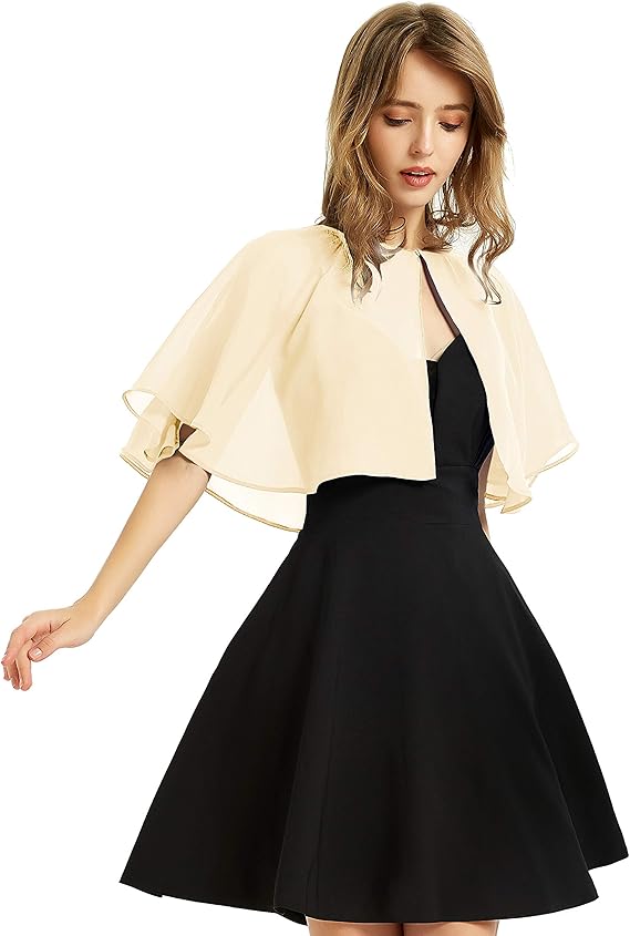 Women's Soft Chiffon Shawl Wraps Shrug for Evening Dress Wedding Cape Bolero Flapper Cover Up
