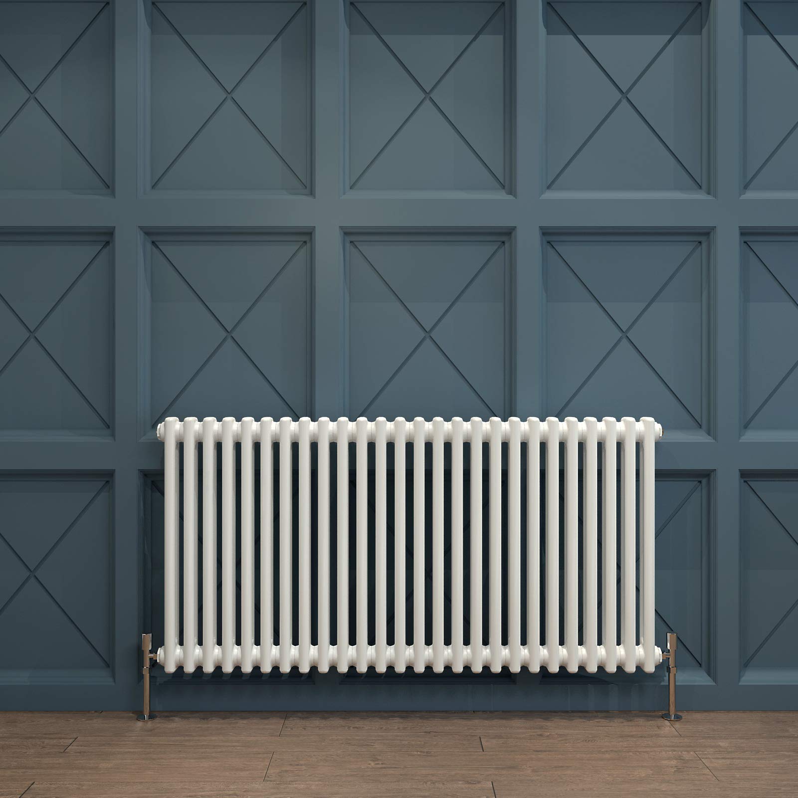 Acezanble∣Traditional 2 Column Radiator Horizontal Rads Cast Iron Style White-600x1190mm Centre Heating
