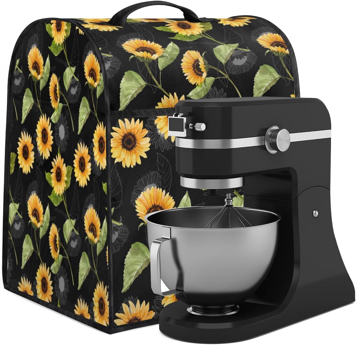 Black Cat Night Stand Mixer Cover Compatible with Kitchen Aid 6-8 Quart Bowl Lift Model, Dust Cover with Handle for Coffee Maker, Waterproof Blender Appliance Organizer Bag