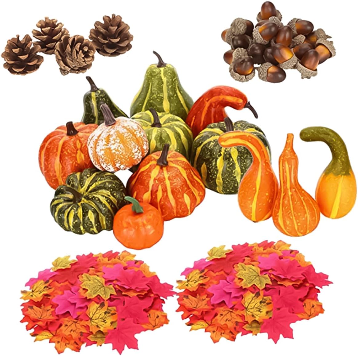 141pcs Maple Leaf Pumpkin Bunch Artificial Acorns for Halloween Easy to Carry Move