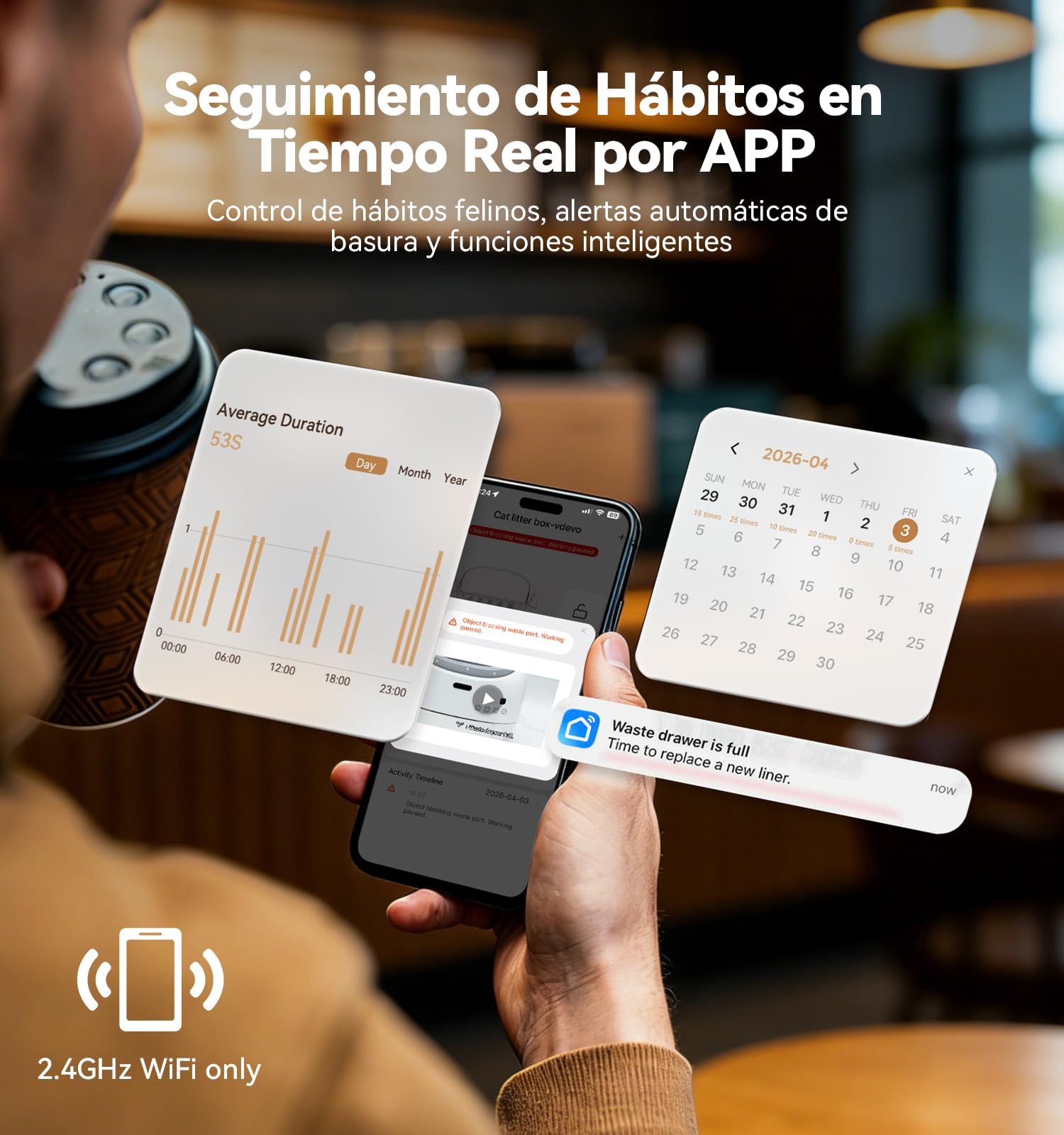 FEELNEEDY Arenero Gatos Autolimpiable | Sistema de Neutralización de Olores para Gatos 1-15kg, Control App & Seguridad Multi-Sensores, Altura de Entrada Regulable