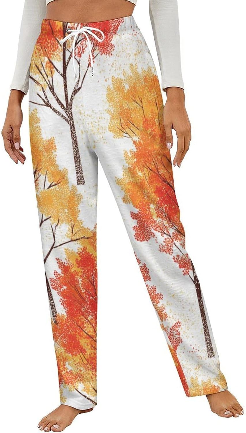 Autumn Trees Womens Pajama Pants Fleece Sleep Comfy Lounge Pants Bottoms PJ