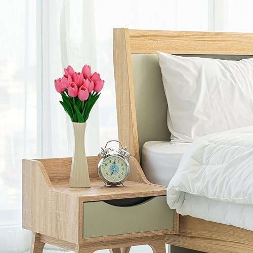 Miniatura 10 de 10 piezas de tulipanes rosados, flores falsas de poliuretano, tulipanes artificiales de tacto real, tallo único, tulipanes florales falsos, ramo