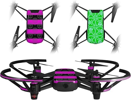 Paquete de 2 calcomanías para DJI Ryze Tello Dron, rayas de cráneo, color rosa, no incluido