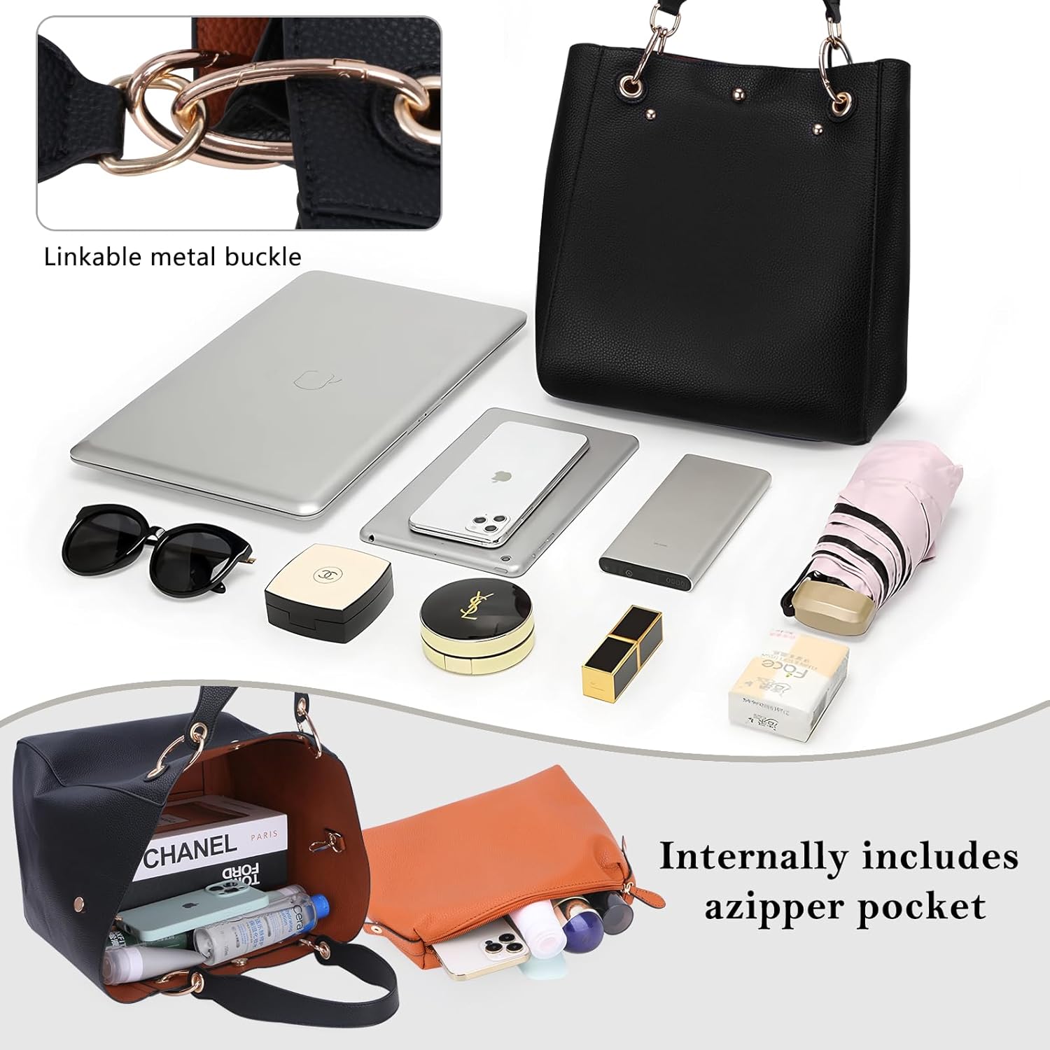 Tote Bag for Women Purses Extra Large Leather Work And Handbags Fashion Shoulder Zipper Tote Bag Travel Hand Bags - Image 6