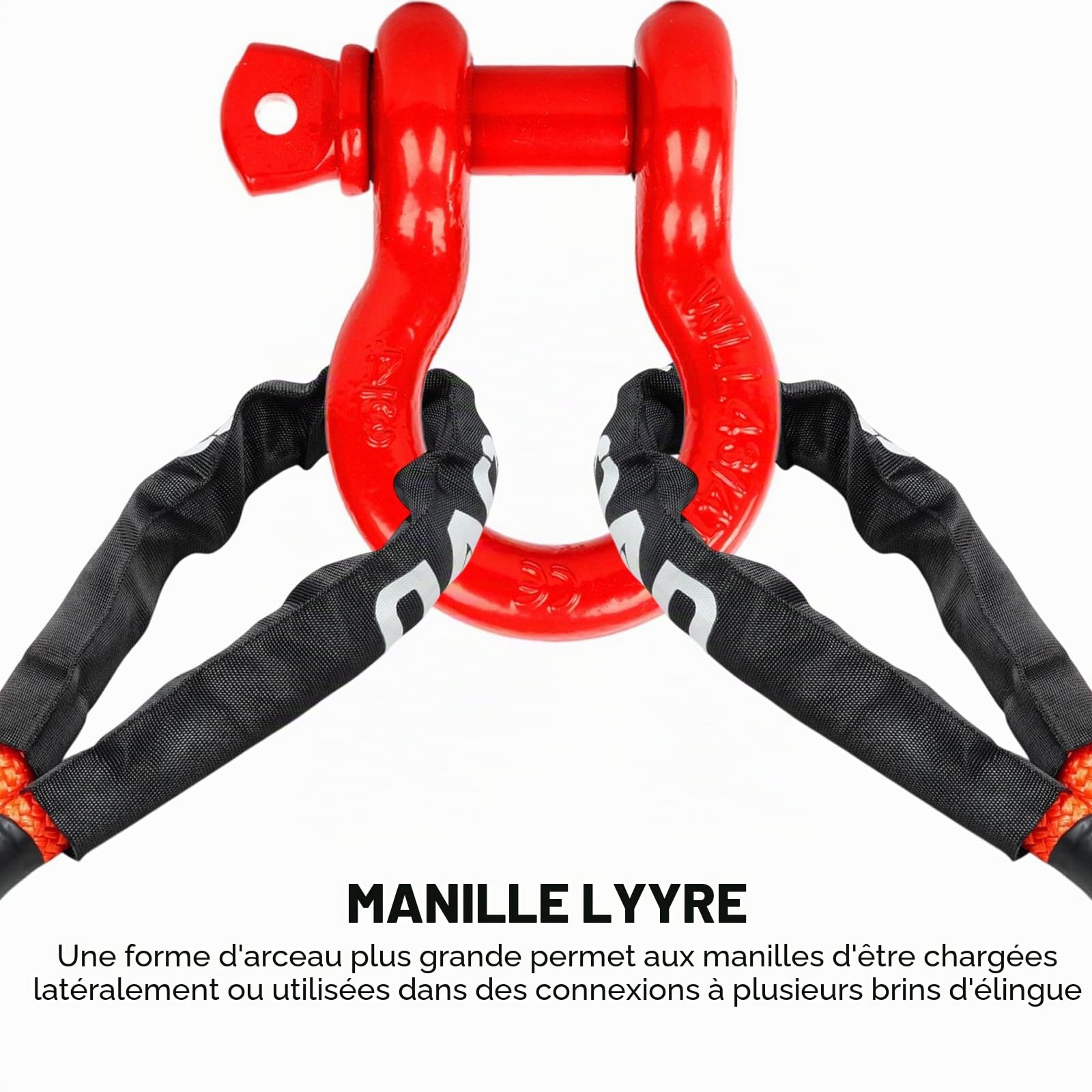 FreeTec Manille 4x4, 4,75 Tonnes Manille de Levage, 3/4" Manilles de Remorquage 4x4, Manilles Acier Galvanisé de Traction de Remorque pour Jeep Voiture Camion (Rouge)