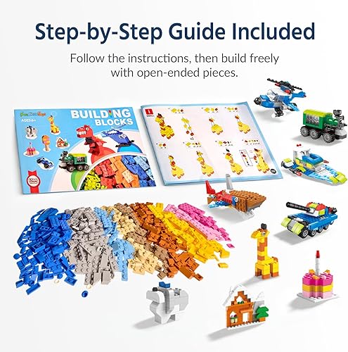 Miniatura 5 de FUN LITTLE TOYS Bloques de construcción de 1100 piezas para niños de 6 a 12 años, juego creativo de ladrillos de construcción a granel para juego