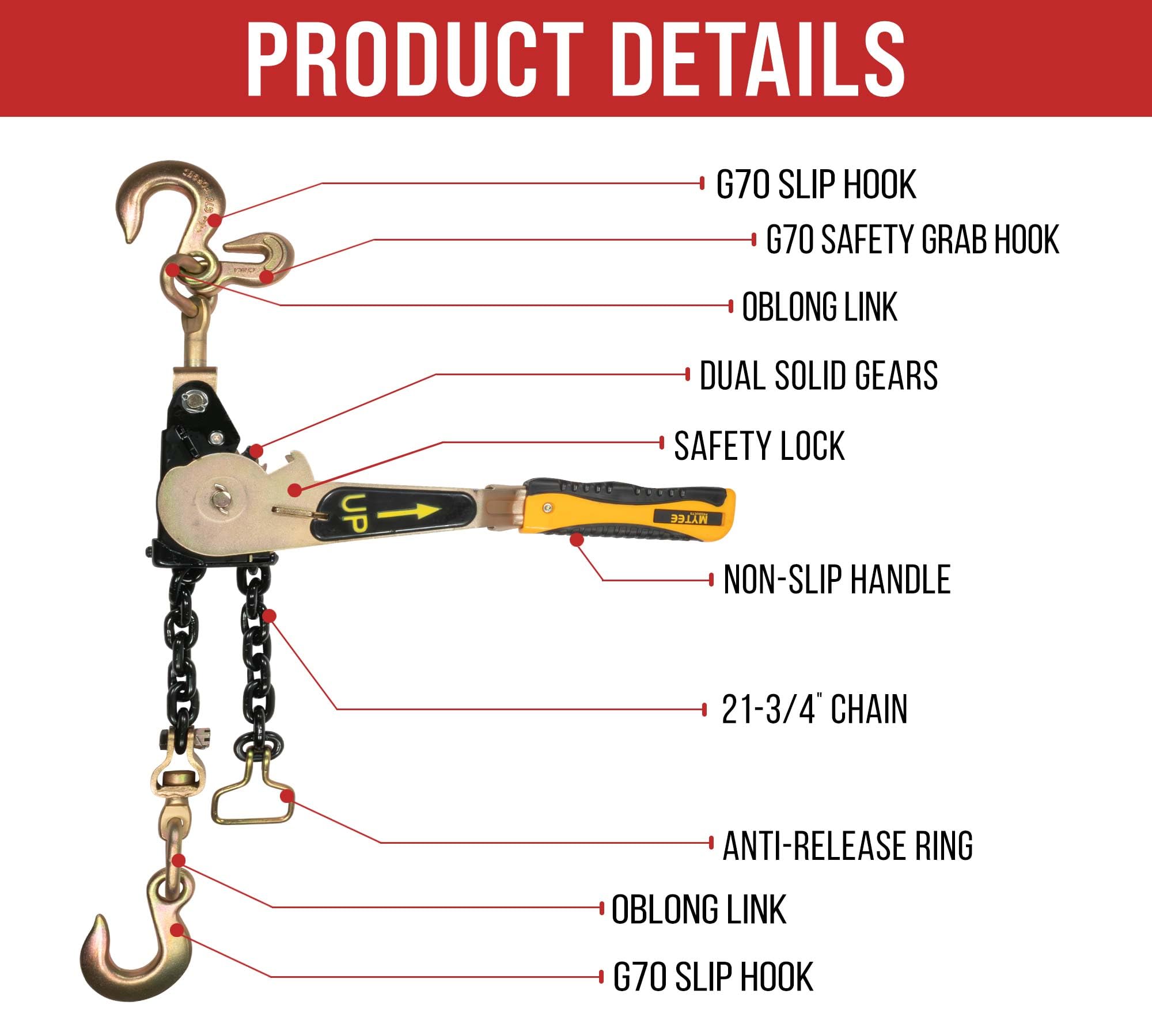 Mytee Products 2 Pack EZ Ratchet Chain Load Binder with 5/16