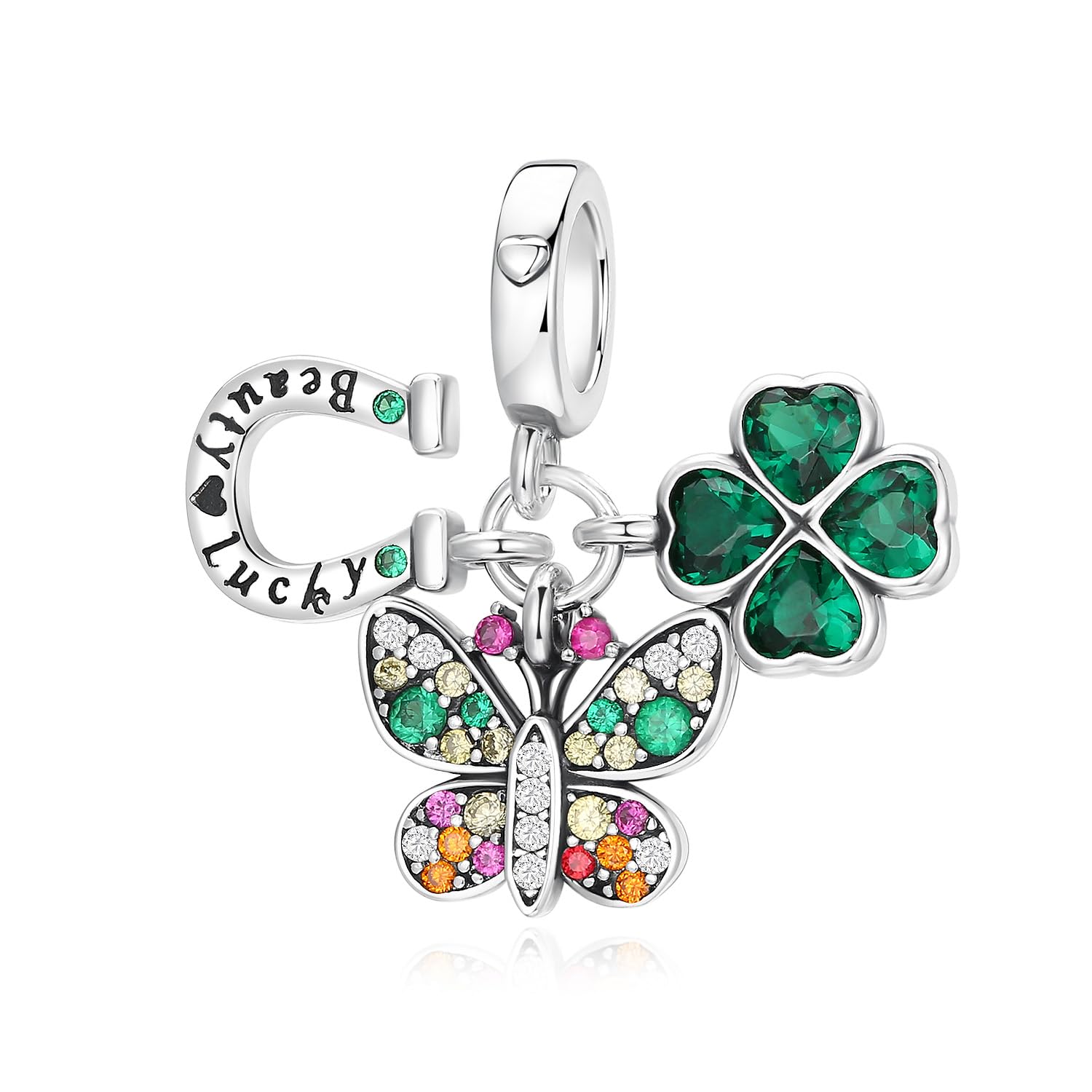 LNQOBUCharm de plata de ley 925 Abalorios para pulseras Colgante Corazón Púrpura Colgante de mariposa Colgantes de animales para Pulseras plata Mujer