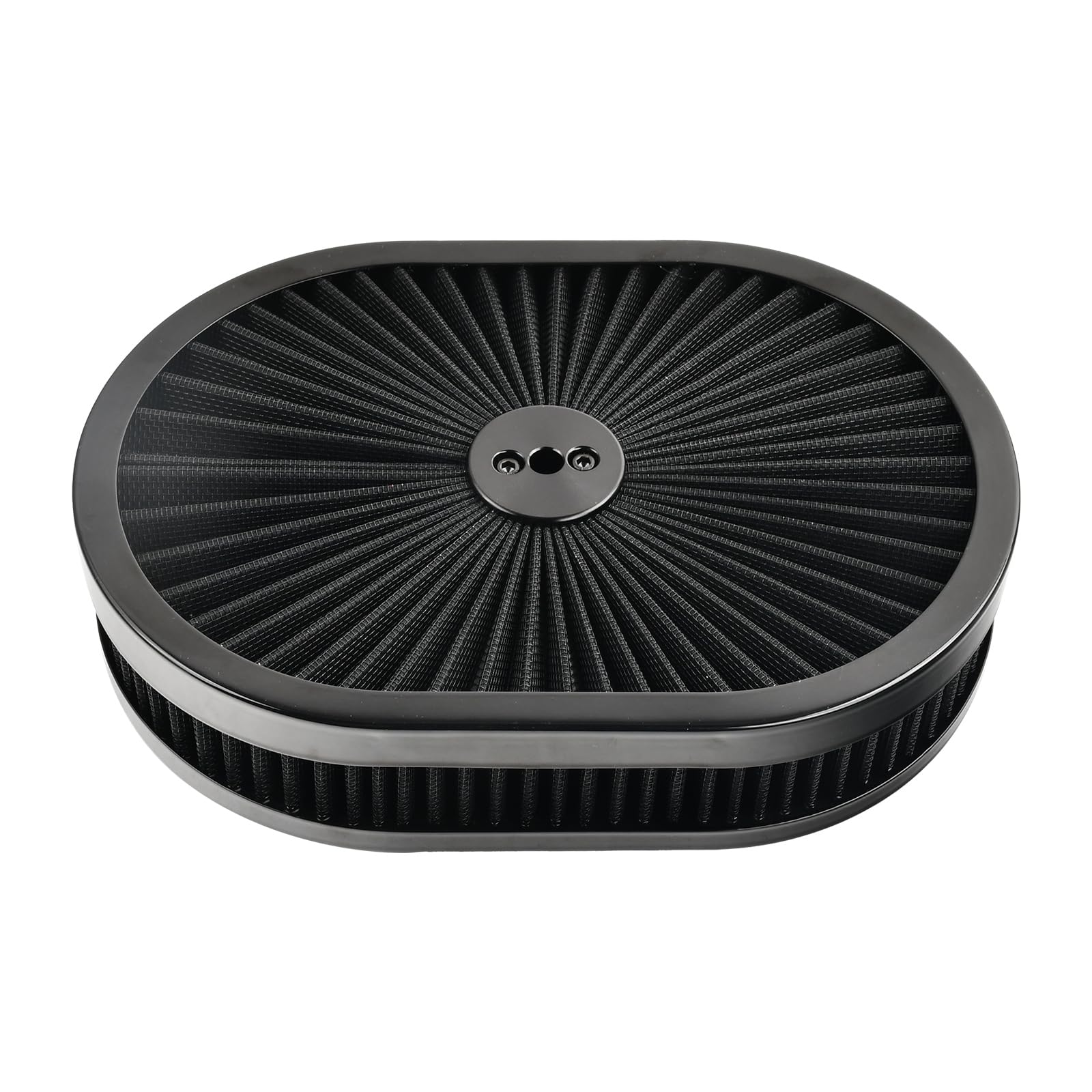 BIGREAT 12''X2'' Oval Super Flow Air Cleaner Filter Assembly 5-1/8" Carb Neck Washable and Reusable Replacement V8 Air Cleaner Compatible With GMC