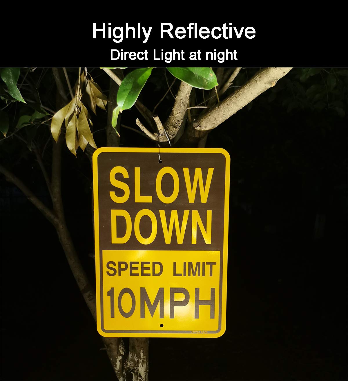 Joffreg Slow Down Speed Limit 10 MPH, 17 x 12 pulgadas, aluminio reflectante