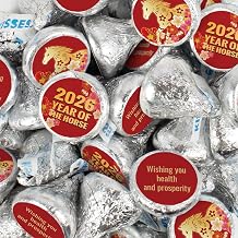 85ct Chinese New Year Candy Kisses Chocolate with Stickers Year of the Horse 2026 13.6oz Approx. 85 pcs - No Assembly Required