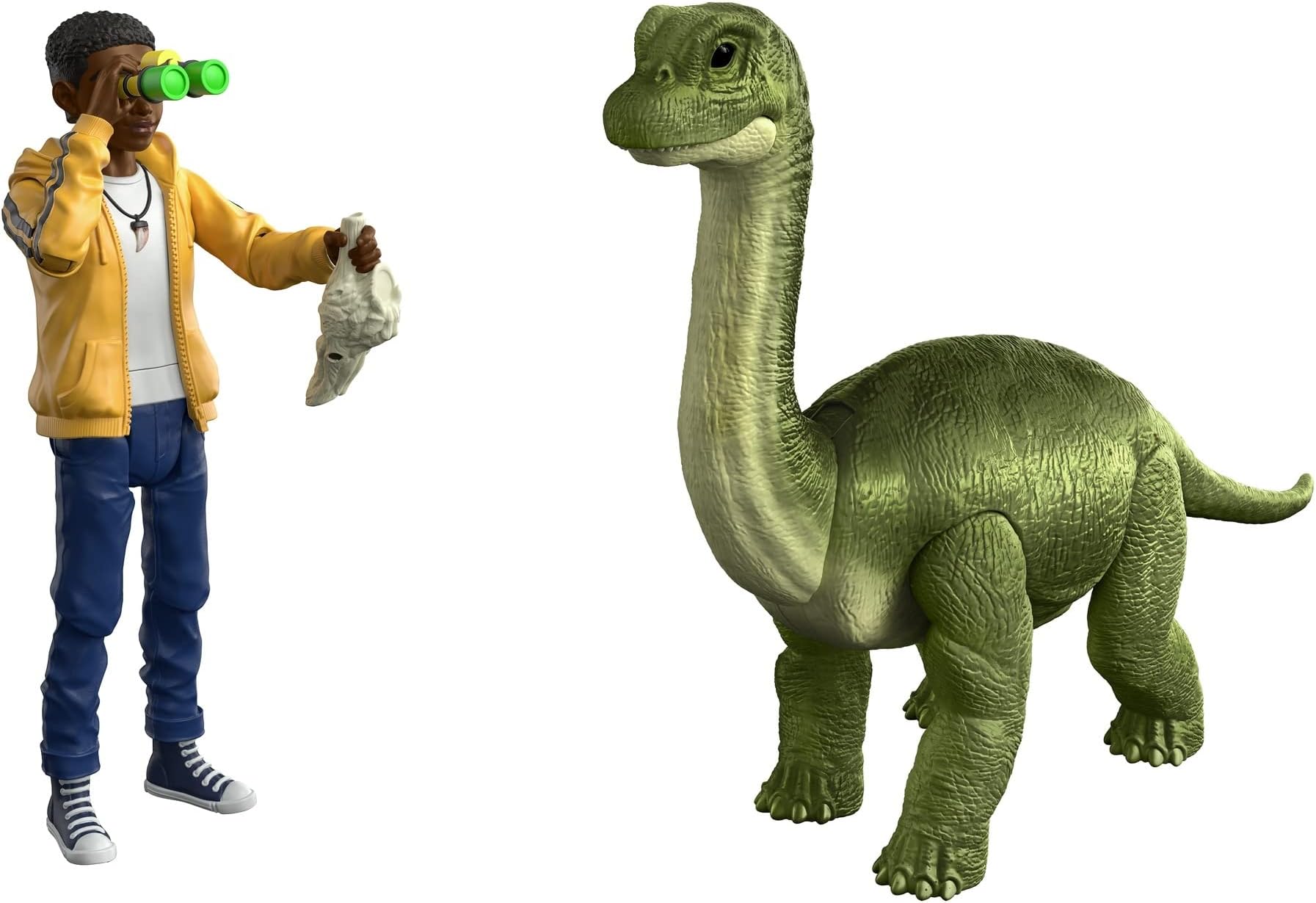 Mattel Jurassic World Camp Cretaceous Darius and Baby Brachiosaurus Action Figure Pack with 2 Accessories, Toy Gift Set and Collectible