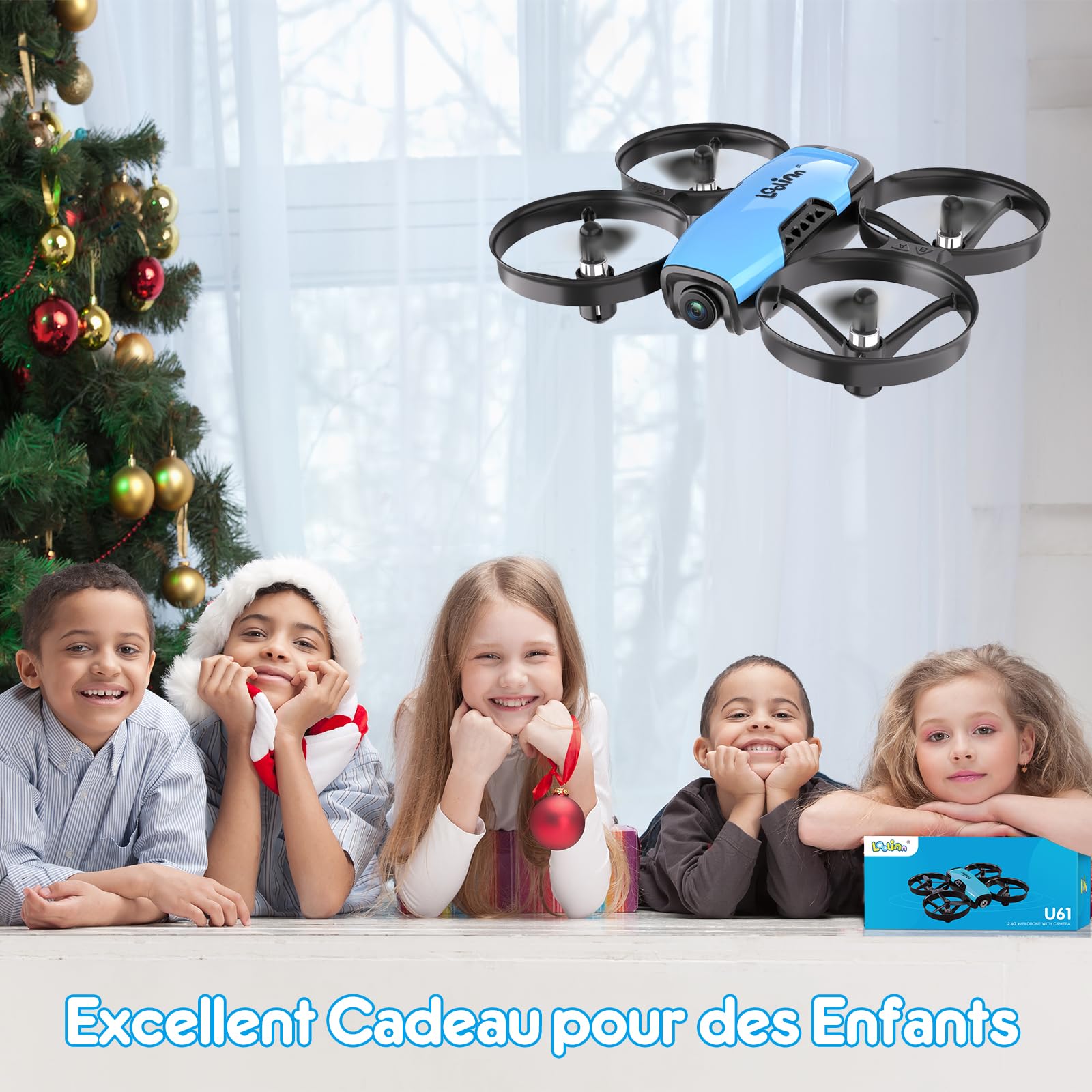 Loolinn | Drone avec Caméra pour Enfant Cadeau (8+) - Mini Drone Télécommandé, Vol Sécurisé, Facile à Piloter, Deux Batteries, Certification C0 Approuvée (Cadeau pour Garçons et Filles)