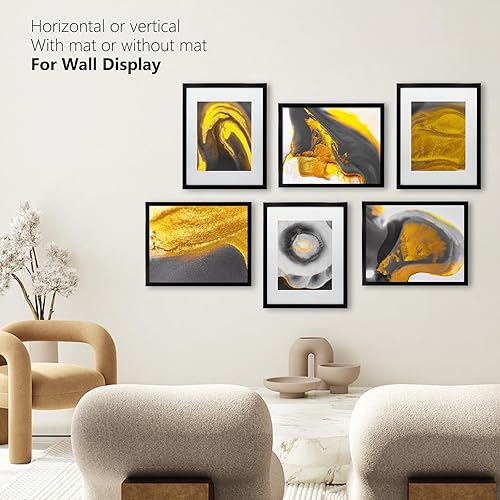 Vista 39 de KINLINK Juego de 6 portarretratos de madera de 6 x 8 pulgadas, marco de fotos de madera mate de 4 x 6 con plexiglás para 4 x 6 con paspartú o 6 x 8