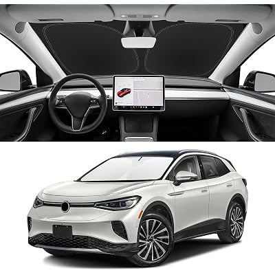 Custom Fit Windshield Sun Shade for VW ID.4 2021-2026, Blocks UV & Heat, Front Window Sunshade Accessorie, Easy Fold & Store Keep Your Car Cooler