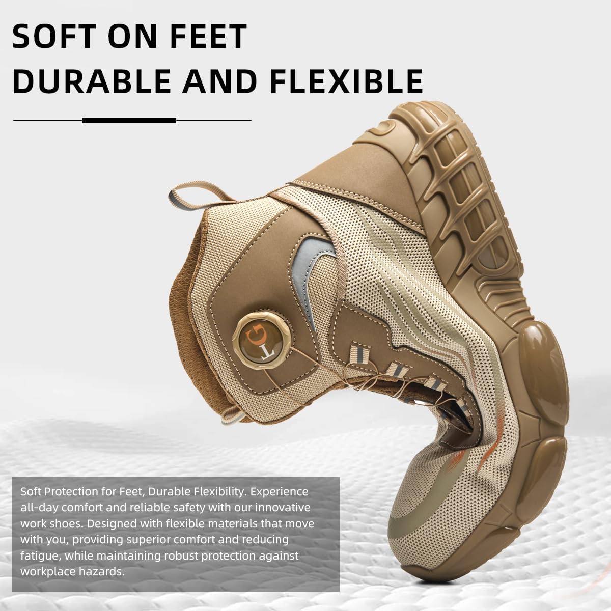 MellowMiles Steel Toe Work Shoes for Men, CE Certified Safety Sneakers for Kitchen Restaurant Construction, Kevlar Puncture Resistant Lightweight Slip Resistant Shoes, Breathable Mid-Top Boots - Image 6