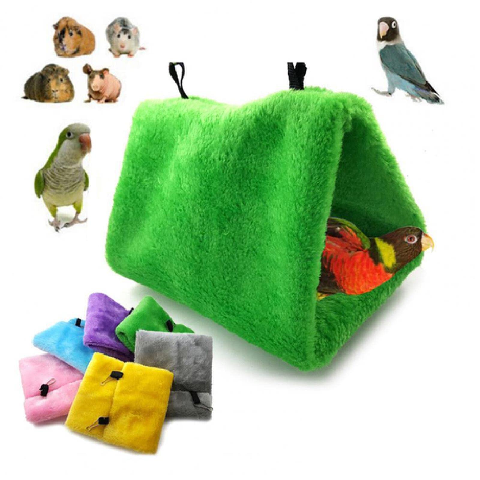 Nido de pájaros, Jaula Triangular Colgante for casa, Nido, Cama, Hamaca cálida de Felpa for Mascotas, Plegable, Suministros Seguridad, Color Rosa, L(Purple,L)