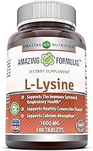 Amazing Formulas L-Lysine 1000 Mg Amino Acid Supplement | Tablets | Non-GM0 | Gluten-Free | Made in USA (1 Pack | 180 Count)