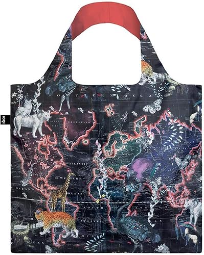 LOQI Artist Kristjana S Williams Interiors Bolsa de compra reutilizable, OS, mapa del mundo