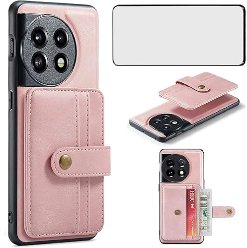 Asuwish Funda de teléfono para OnePlus 11 One Plus 11 5G Funda tipo cartera con protector de pantalla de vidrio templado y soporte para tarjeta de