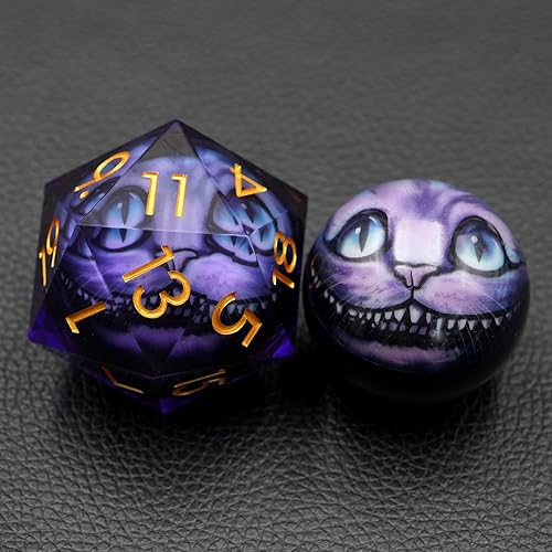 Maywin Oversized Large 50MM Eyeball Core Dungeons and Dragons D20 with Gift Case,Handmade Sharp Edge Single Jumbo Polyhedral Dice(Purple Persian Eyeball-1) - Purple Persian Eyeball-1