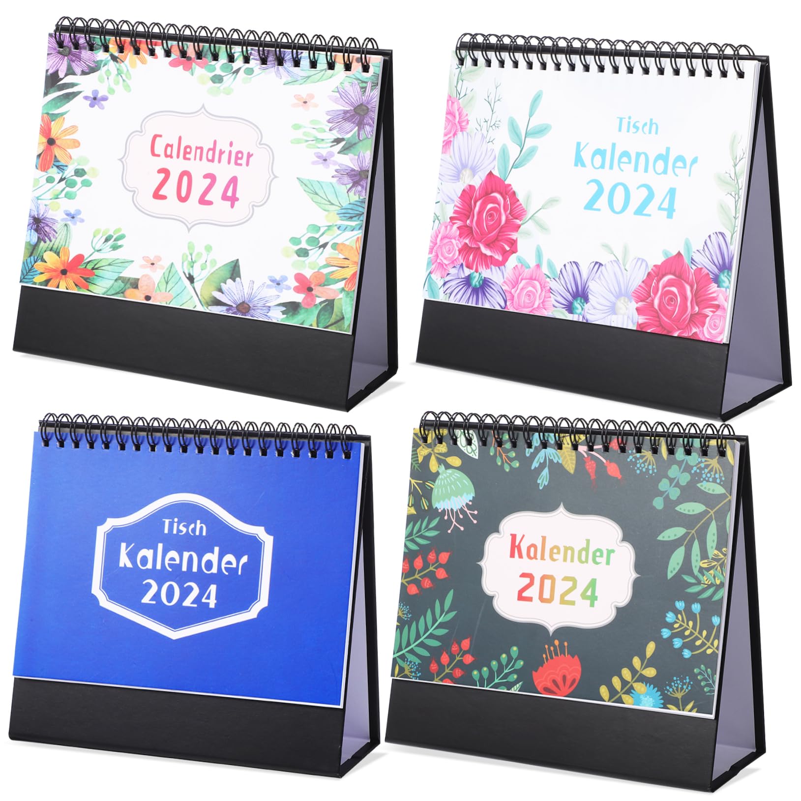SHINEOFI 4pezzi Calendario Da Tavolo Stili Diversi Design Doppia Rilegatura Accessorio Da Ufficio Indipendente Per Casa e Ufficio Utile Per Pianificazione e Organizzazione