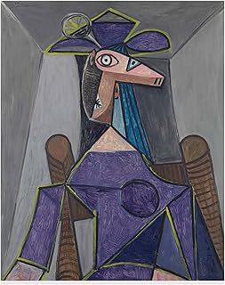 NIOEWRFI Picasso Posters Woman in Blue Dress Wall Art Picasso Painting Cubism Canvas Print Abstract Retro Picture For Living Room Decor 40x60cm No Frame