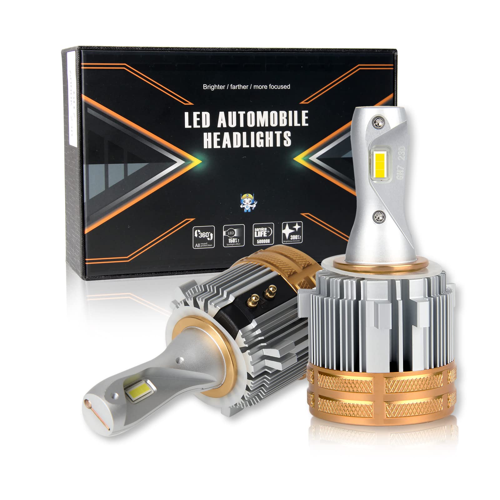 OPP ULITE H7 LED Lampe Frontale Ampoule 86w 8600lm CSP Chip Super Lumineux 6500k xénon Blanc H7 LED Phare CANBUS kit de Conversion sans Erreur, Pack de 2